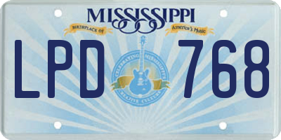 MS license plate LPD768