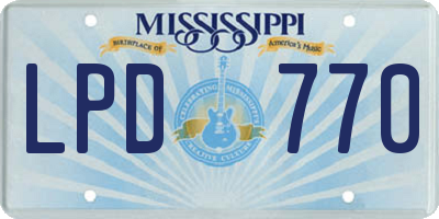 MS license plate LPD770