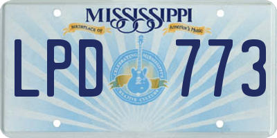 MS license plate LPD773