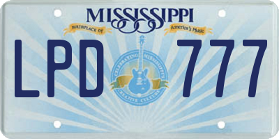 MS license plate LPD777