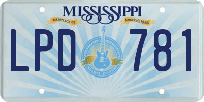 MS license plate LPD781
