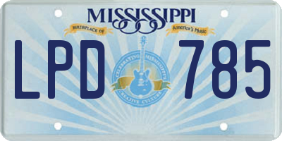MS license plate LPD785