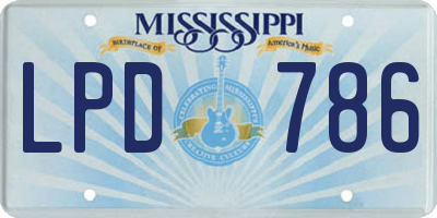 MS license plate LPD786