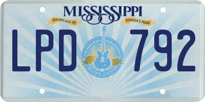 MS license plate LPD792