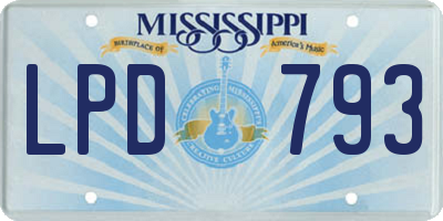 MS license plate LPD793