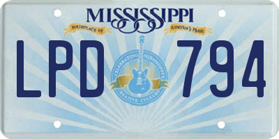 MS license plate LPD794