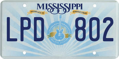 MS license plate LPD802