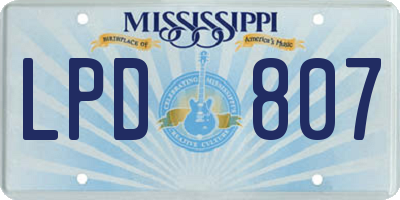 MS license plate LPD807