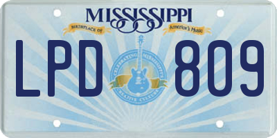 MS license plate LPD809
