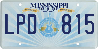 MS license plate LPD815