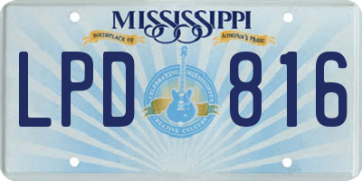 MS license plate LPD816