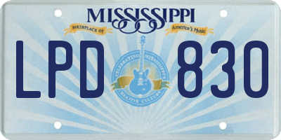 MS license plate LPD830