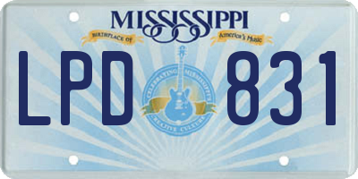 MS license plate LPD831
