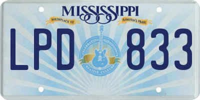 MS license plate LPD833