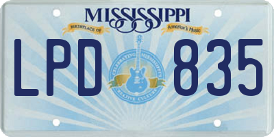 MS license plate LPD835