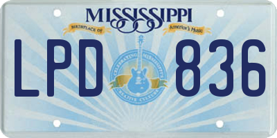 MS license plate LPD836