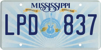 MS license plate LPD837