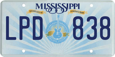 MS license plate LPD838