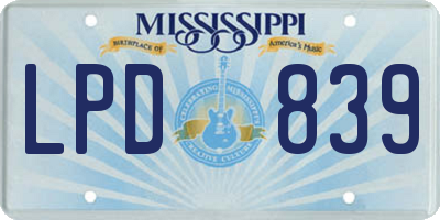 MS license plate LPD839