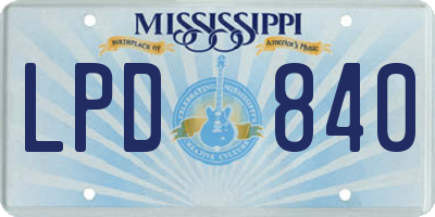 MS license plate LPD840