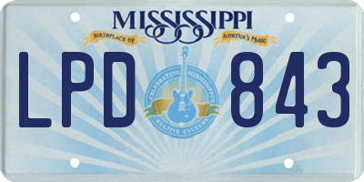 MS license plate LPD843