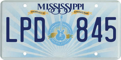 MS license plate LPD845