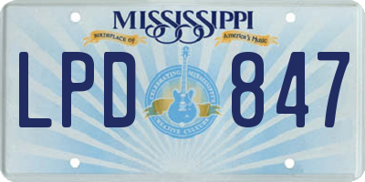 MS license plate LPD847