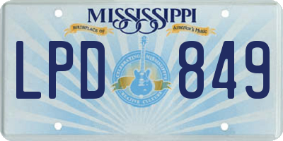 MS license plate LPD849