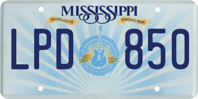 MS license plate LPD850