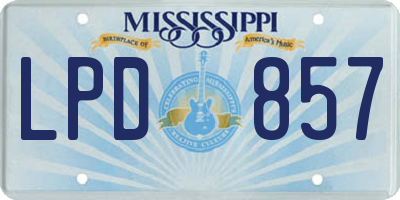 MS license plate LPD857