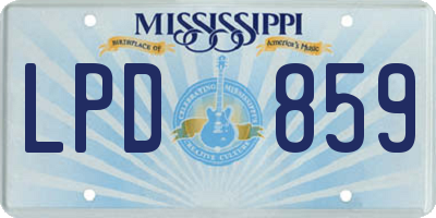 MS license plate LPD859