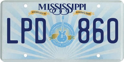 MS license plate LPD860