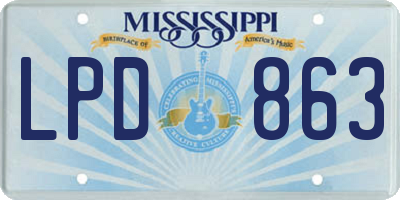 MS license plate LPD863