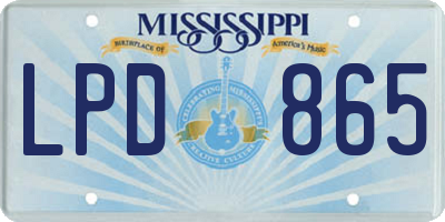 MS license plate LPD865