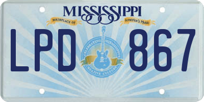 MS license plate LPD867