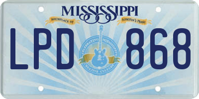 MS license plate LPD868