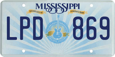 MS license plate LPD869