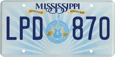 MS license plate LPD870