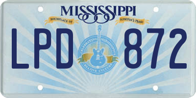 MS license plate LPD872