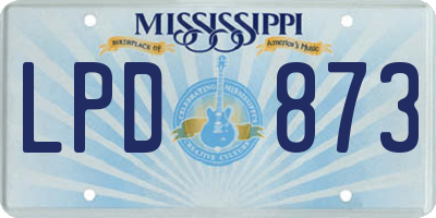 MS license plate LPD873