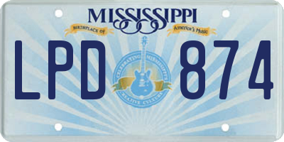 MS license plate LPD874