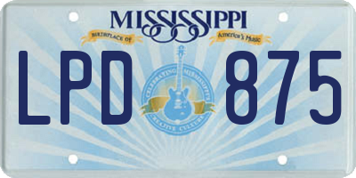 MS license plate LPD875