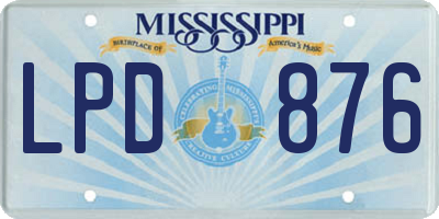 MS license plate LPD876
