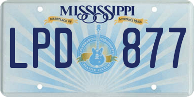 MS license plate LPD877