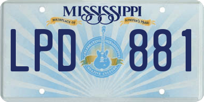 MS license plate LPD881
