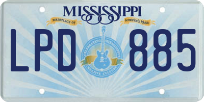 MS license plate LPD885