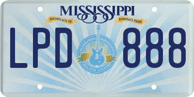 MS license plate LPD888