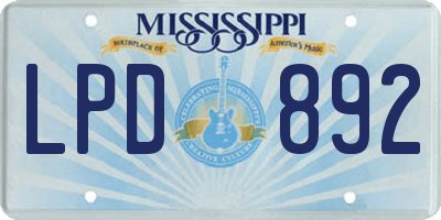 MS license plate LPD892