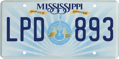 MS license plate LPD893