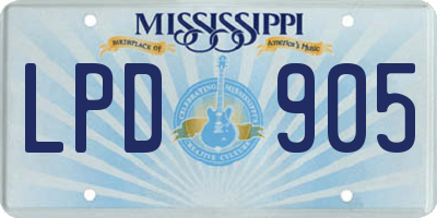 MS license plate LPD905